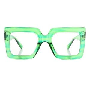 Oversized Square Blue Light Computer Eyewear Non-Prescription Green